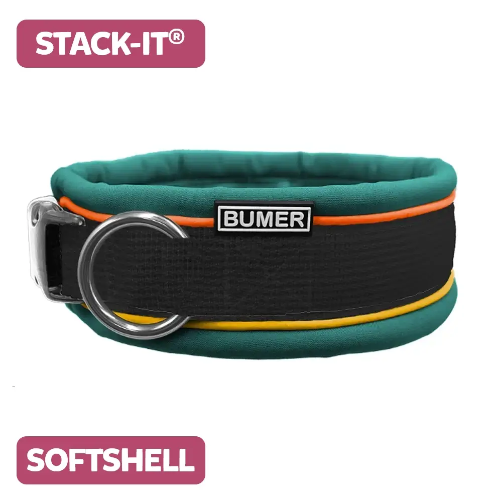 BUMER STACK IT® Hundehalsband, Steck- oder Zug-Stopp Halsband, gepolstert, Softshell, konfigurierbar