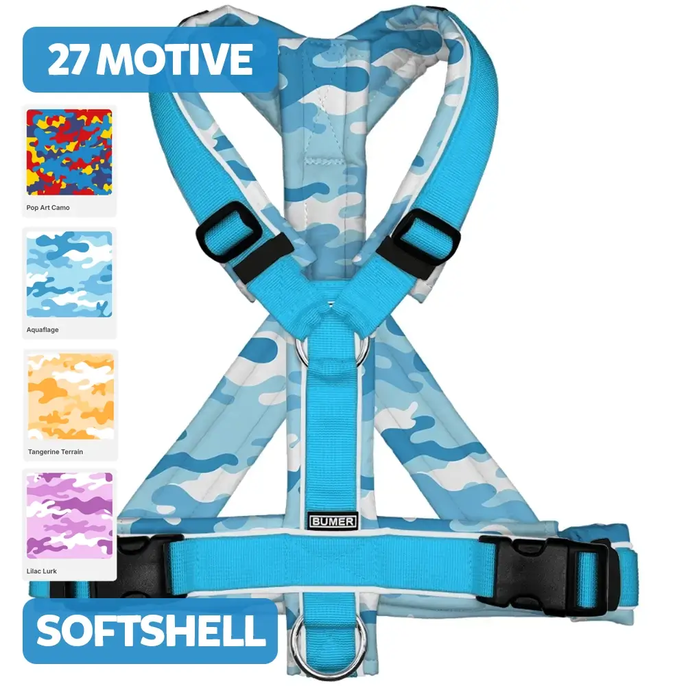 BUMER Hundegeschirr, COMOUFLAGE, (Softshell), komplett konfigurierbar