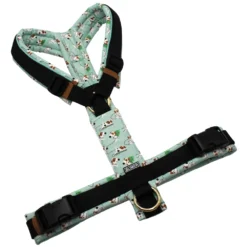 BUMER Hundegeschirr, gepolstert ohne geteilten Bruststeg, Größe L, Gurtband: PREMIUM Pitch Black, Softshell: WEIHNACHTEN #15, Ringe: goldfarbig, Schnallen: schwarz, Applikation