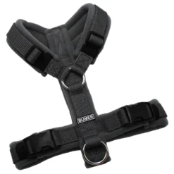 BUMER Hundegeschirr, Gurtband: Dunkelgrau (Standard PLUS), Fleece: Driftwood Ash, gepolstert ohne geteilten Bruststeg, Größe XS, Ringe: silberfarbig (Edelstahl), Schnallen: schwarz (DURAFLEX®)