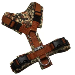 BUMER Hundegeschirr, Gurtband: PREMIUM Copper Glow, Softshell: Desi Dream, gepolstert ohne geteilten Bruststeg, Größe XXS, Ringe: silberfarbig (Edelstahl), Schnallen: schwarz (DURAFLEX®)