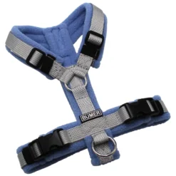 BUMER Hundegeschirr, Gurtband: PREMIUM Muschelgrau, Fleece: Lavender Twilight, gepolstert ohne geteiltem Bruststeg, Größe XXS, Ringe: silberfarbig (Edelstahl), Schnallen: schwarz (DURAFLEX®)