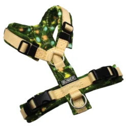 BUMER Hundegeschirr, Gurtband: PREMIUM Buttercreme, Softshell: Weihnachten #6, gepolstert ohne geteiltem Bruststeg, Größe XXS, Ringe: silberfarbig (Edelstahl), Schnallen: schwarz (DURAFLEX®), Applikation