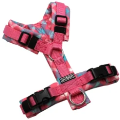 BUMER Hundegeschirr, gepolstert, Größe XXS, Gurtband: Dunkelpink, Softshell: Candy, Ringe: silberfarbig (Edelstahl), Schnallen: schwarz (DURAFLEX®)