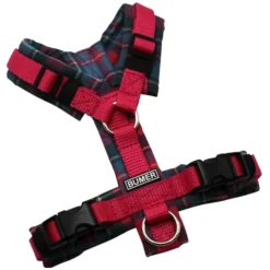 BUMER Hundegeschirr, gepolstert, Größe XXS, Gurtband: Himbeer, Softshell: Royal Rover, Ringe: silberfarbig (Edelstahl), Schnallen: schwarz (DURAFLEX®)