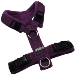 BUMER Hundegeschirr, gepolstert, Größe XXS, Gurtband: PREMIUM Lavender Luxe, Fleece: Obsidian Orchid, Ringe: silberfarbig (Edelstahl), Schnallen: schwarz (DURAFLEX®)