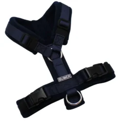 BUMER Hundegeschirr, gepolstert, Größe XXS, Gurtband: PREMIUM Midnight Indigo, Fleece: Midnight Ink, Ringe: silberfarbig (Edelstahl), Schnallen: schwarz (DURAFLEX®)