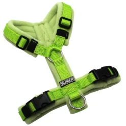 BUMER Hundegeschirr, gepolstert, Größe XXS, Gurtband: PREMIUM X Kiwi Kiss, Fleece: Pastel Fern, Ringe: silberfarbig (Edelstahl), Schnallen: schwarz (DURAFLEX®)