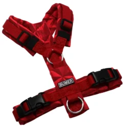 BUMER Hundegeschirr, gepolstert, Größe XXS, Gurtband: Rot, Softshell: Prismen Rot, Ringe: silberfarbig (Edelstahl), Schnallen: schwarz (DURAFLEX®), Applikation