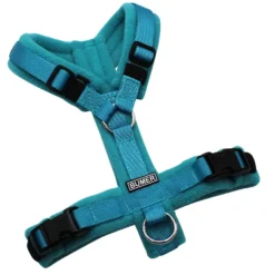 BUMER Hundegeschirr, gepolstert, Größe XXS/XS, Gurtband: PREMIUM Blue Lagoon, Fleece: Turquoise Reef, Ringe: silberfarbig (Edelstahl), Schnallen: schwarz (DURAFLEX®)