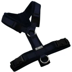 BUMER Hundegeschirr, gepolstert, Größe XXS / XS, Gurtband: PREMIUM Midnight Indigo, Fleece: Midnight Ink, Ringe: silberfarbig (Edelstahl), Schnallen: schwarz (DURAFLEX®)