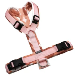 BUMER Hundegeschirr, gepolstert ohne geteiltem Bruststeg, Größe M, Gurtband: PREMIUM Blush Petal, Softshell: Camouflage Dusty Rose, Ringe: silberfarbig (Edelstahl), Schnallen: schwarz (DURAFLEX®)